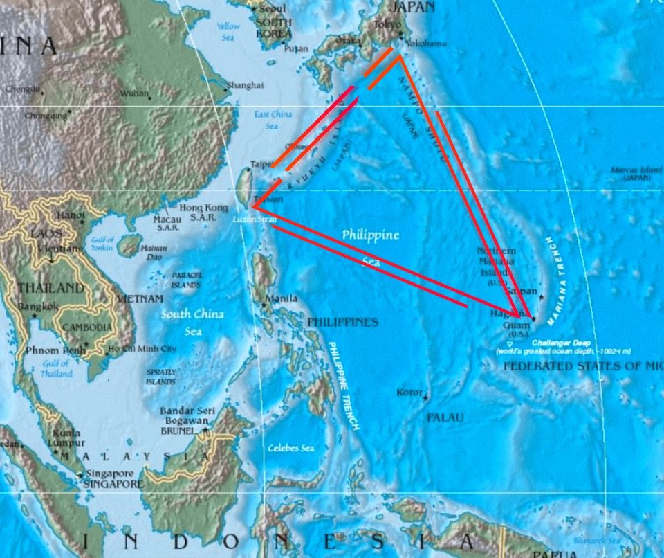 Mapa del mar del diablo Triángulo del dragón