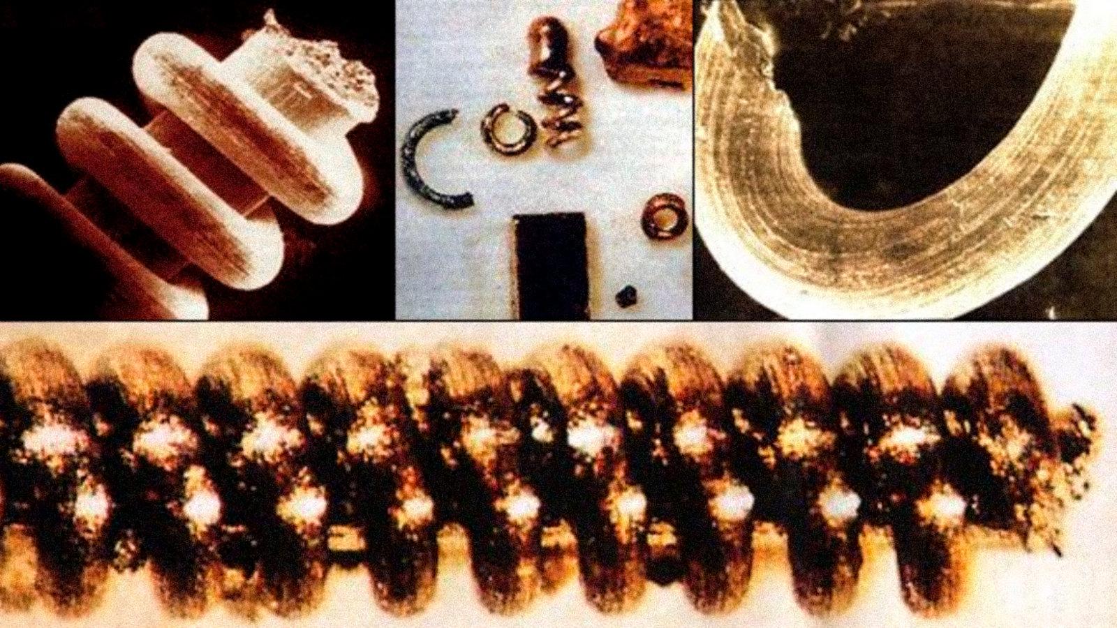 Nanočastice a makroštruktúry nájdené v pohorí Ural sú kovové cievky, špirály a šachty.
