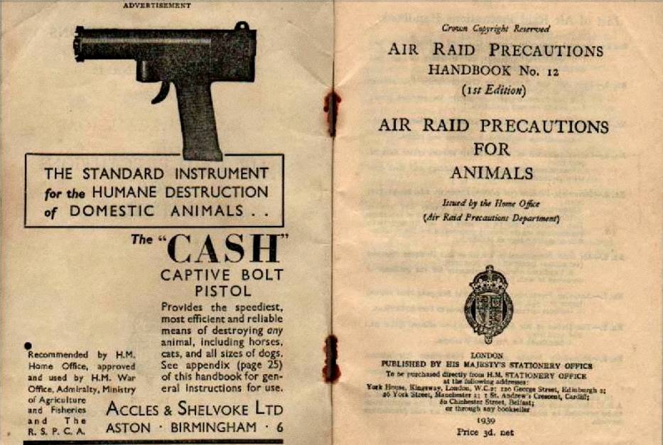 Panfleto britânico sobre o massacre de animais de estimação