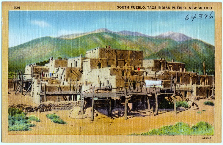 Zuid Pueblo, Taos Indiase Pueblo. New Mexico