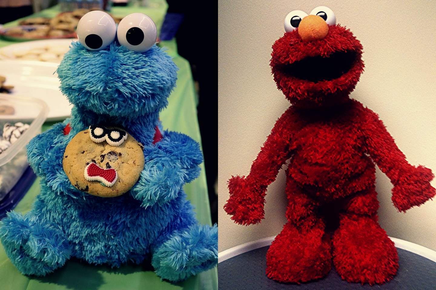 El muñeco del monstruo de las galletas y el muñeco Elmo