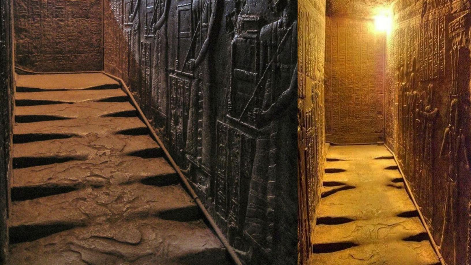 Gesmolten trappen bij de Hathor-tempel