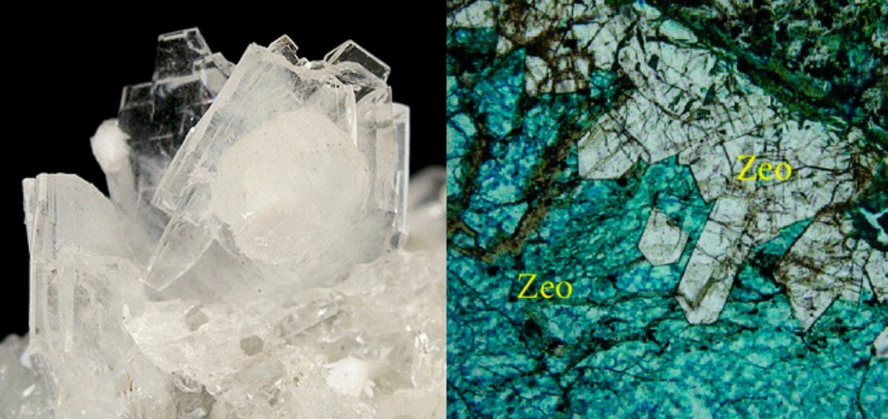 A durva homokban található kvarc és a szilíciumból és alumíniumból álló kristályos vegyület, a zeolit ​​természetes molekulaszitát hoz létre.