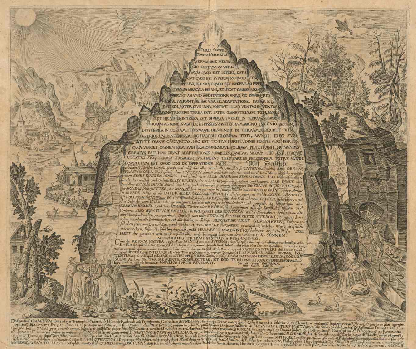 תיאור דמיוני מהמאה ה -17 של לוח האזמרגד מיצירתו של היינריך חונרת, 1606
