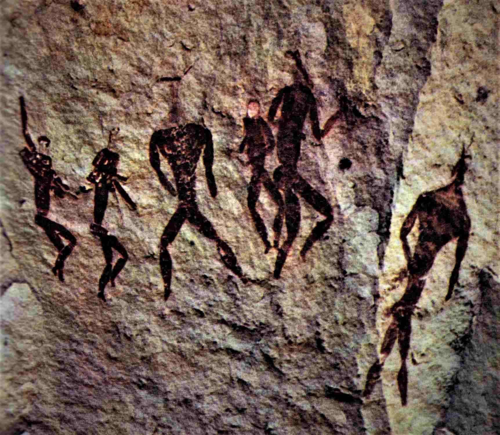painting in the Tabamyama Rock Shelter in the Drakensberg Mountains of South Africa graphically illustrates the "Igigi Rebellion". The three Beings with there backs to us are the "Igigi" -- the Anunnaki, second from the left can be identified by the "Hand Bag" on his right arm. This painting appears to suggest a "Conflict Situation".