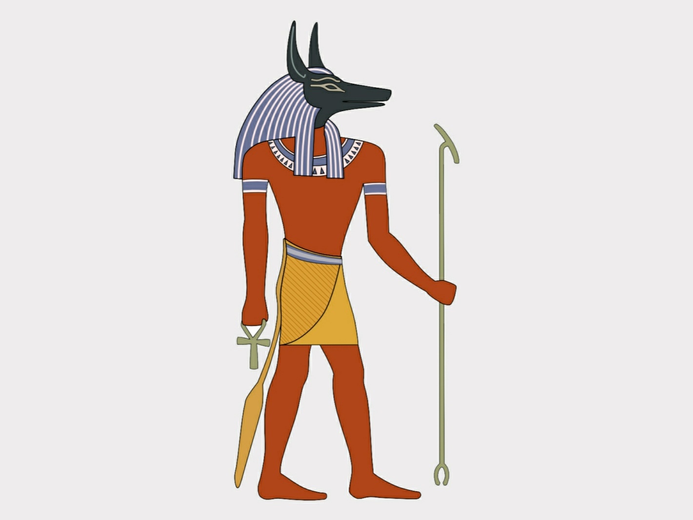 Selbst gemaach Bild vum antike ägyptesche Gott Anubis. Gemaach vum Ningyou