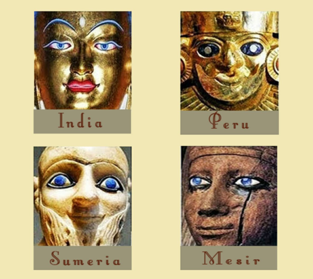 Многие древние цивилизации изображали существ с голубыми глазами.