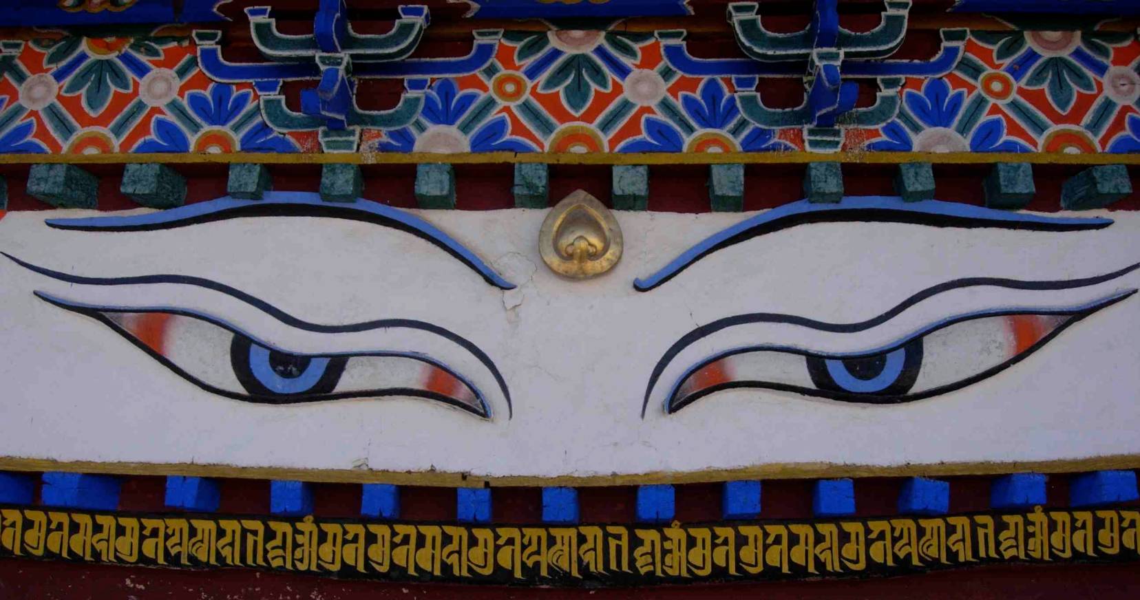 Tibetan art of blue eyed buddha