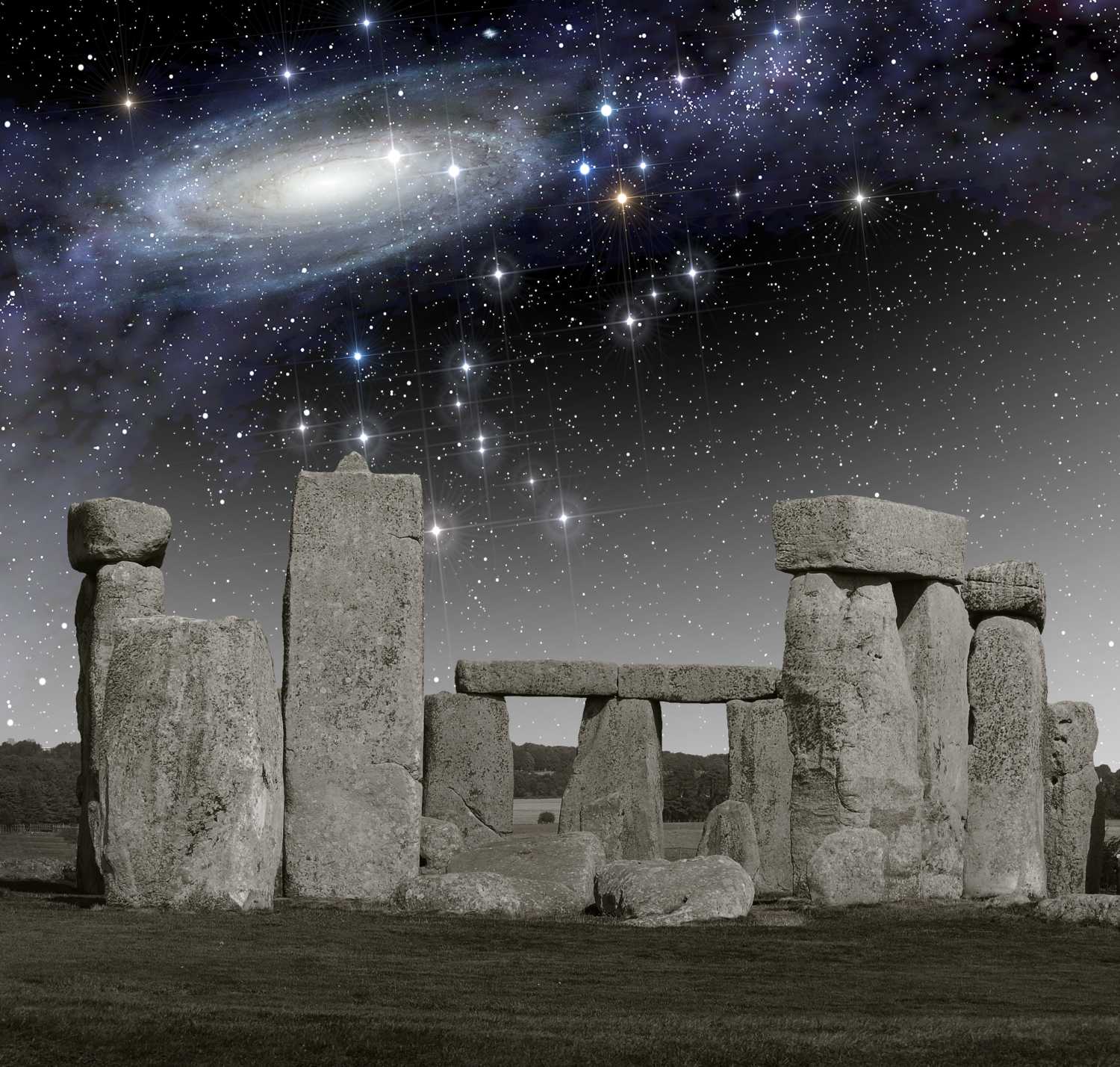 Pomník Stonehenge před prvotním hlubokým vesmírem.