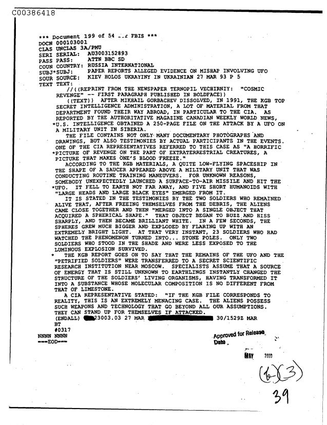 "23 ruskih vojakov je bilo okamenljenih" po napadu nezemljanov - dokument CIA je razkril 2