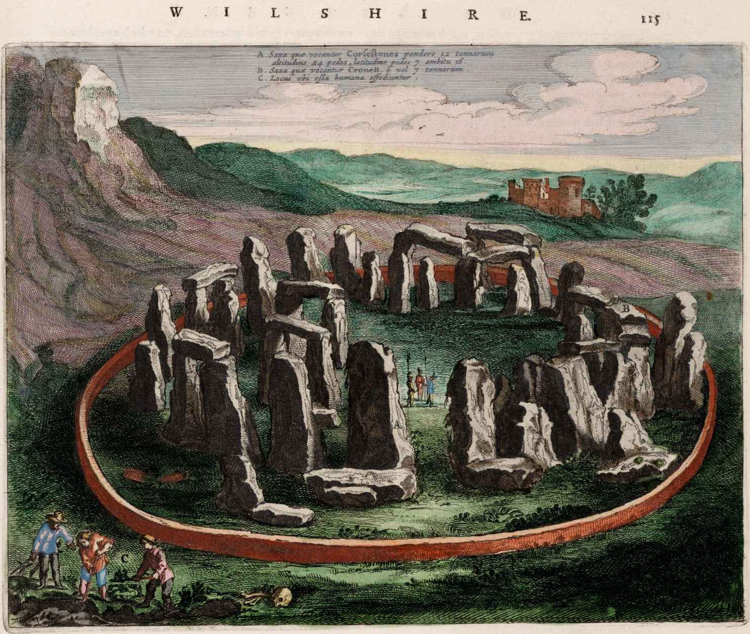 representação do século 17 de Stonehenge