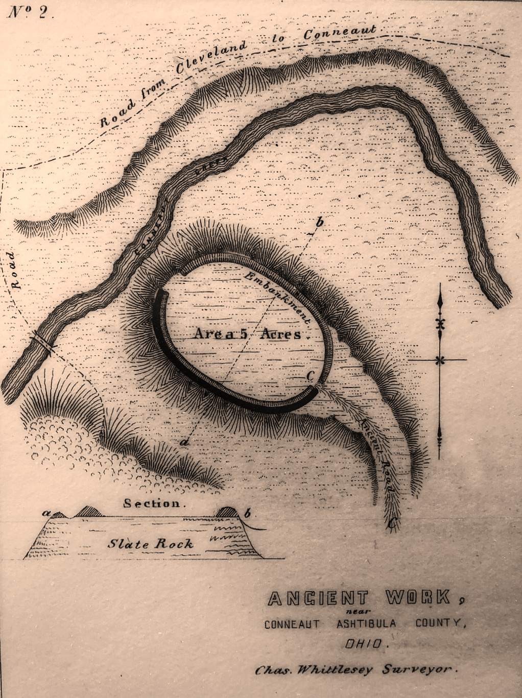 1847 m. Chaso Fort Hill eskizas. Whittlesey, matininkas