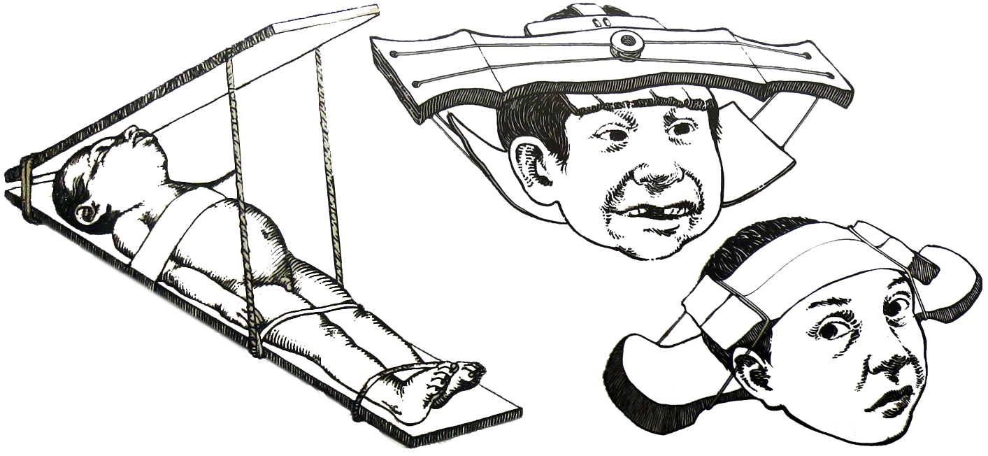 Tri kresby metód, ktoré používali mayské národy na tvarovanie detskej hlavy.