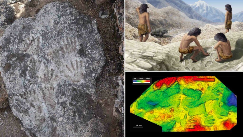 200,000 7-летние следы рук и ног, обнаруженные в Тибете, могут быть самыми ранними наскальными рисунками в мире.