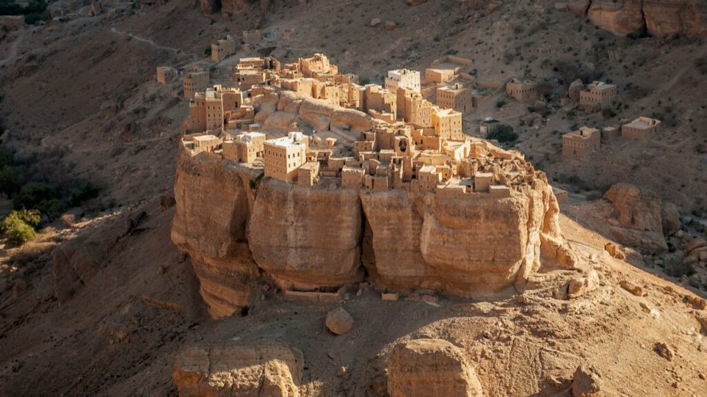 Incredibilul sat din Yemen, construit pe un bloc de stâncă gigantic de 150 de metri înălțime 1