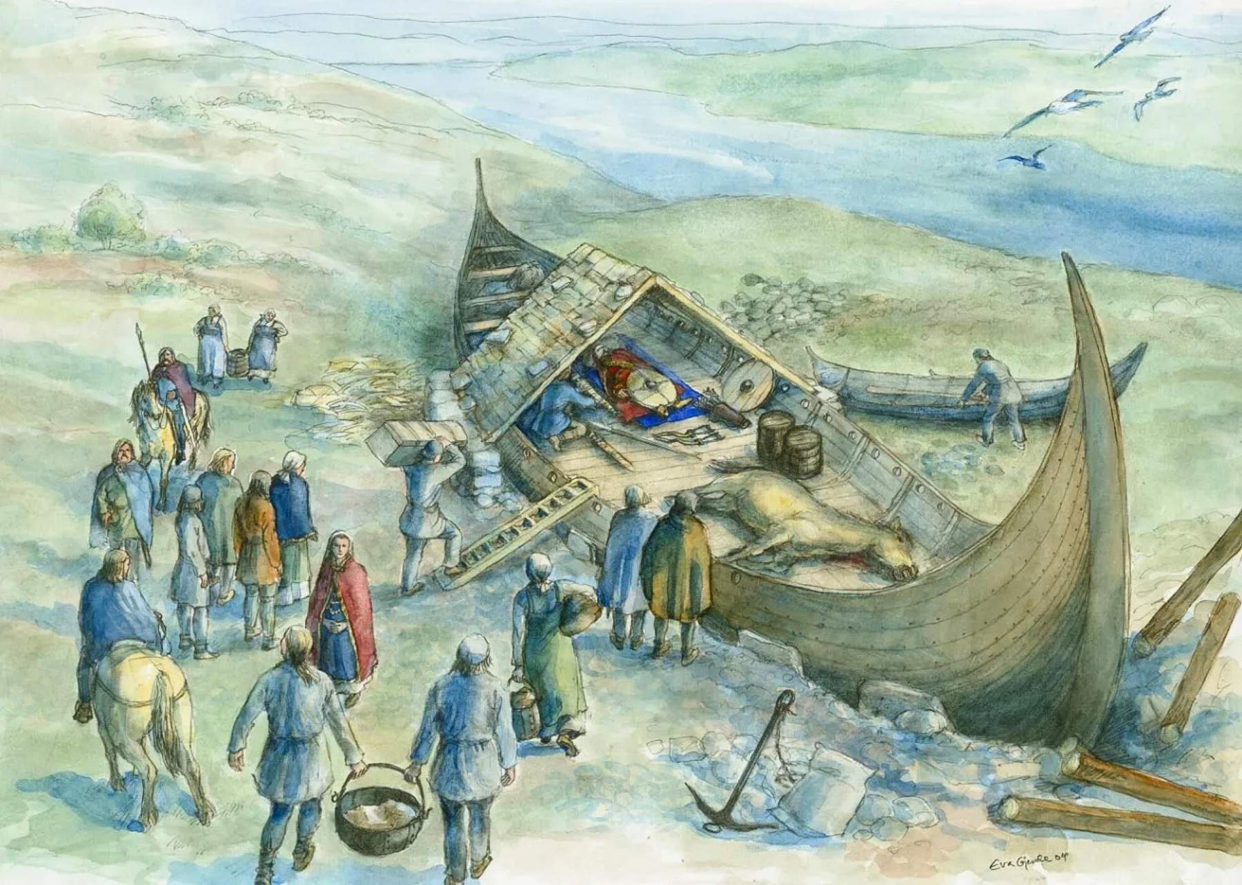 Поховання корабля Storhaug, як воно могло з'явитися в 779 році.