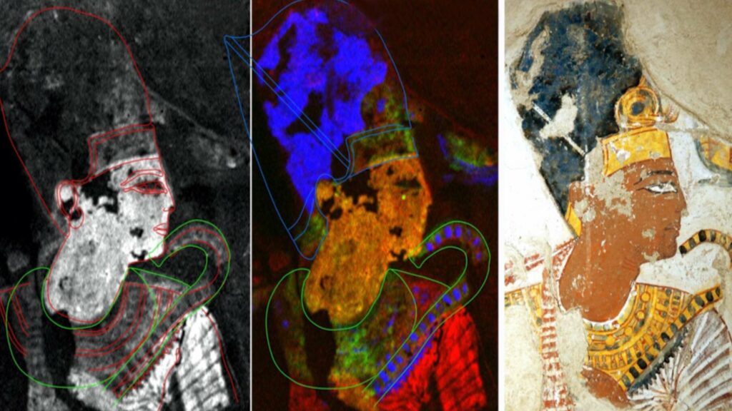 Hidden details in ancient Egyptian tomb paintings revealed by chemical imaging 10