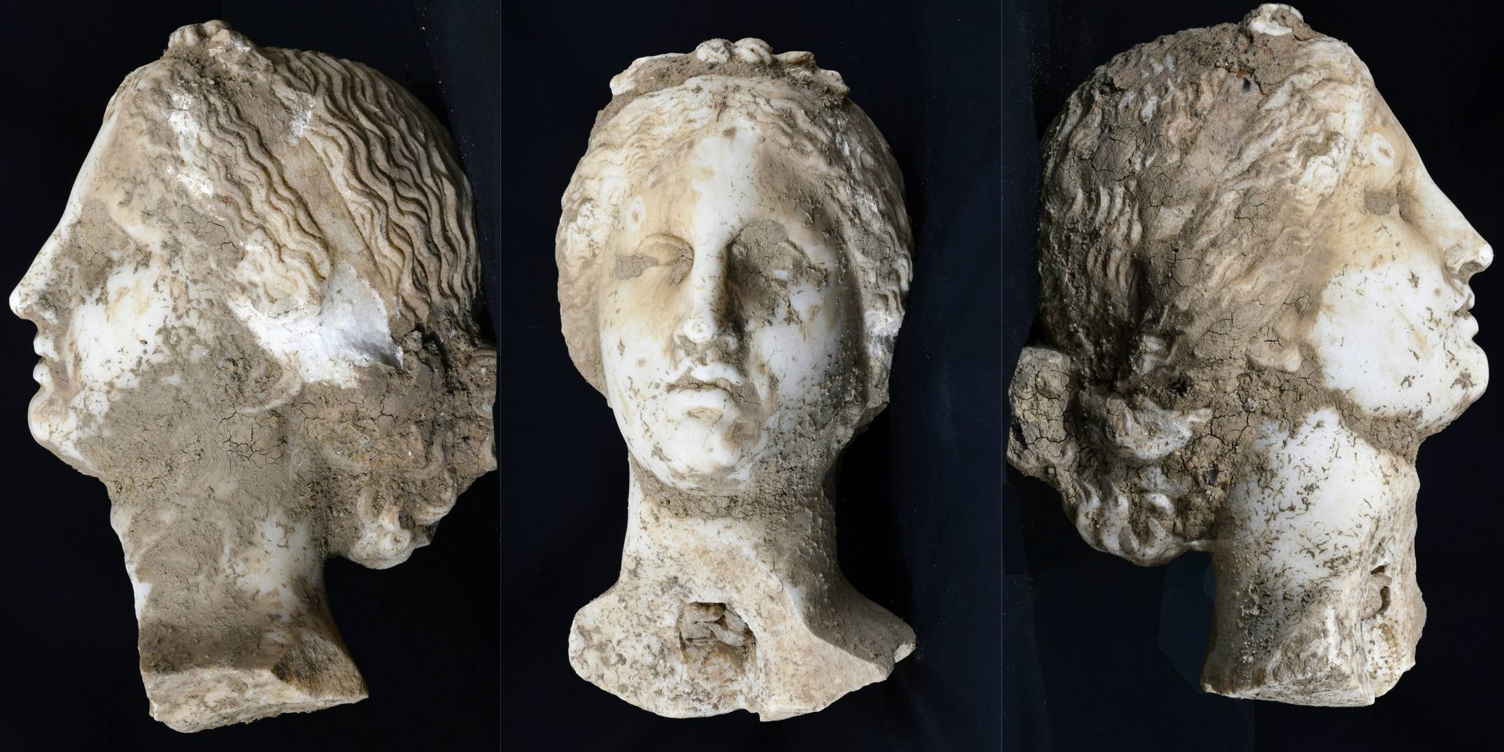 The head was carved in Greek marble.