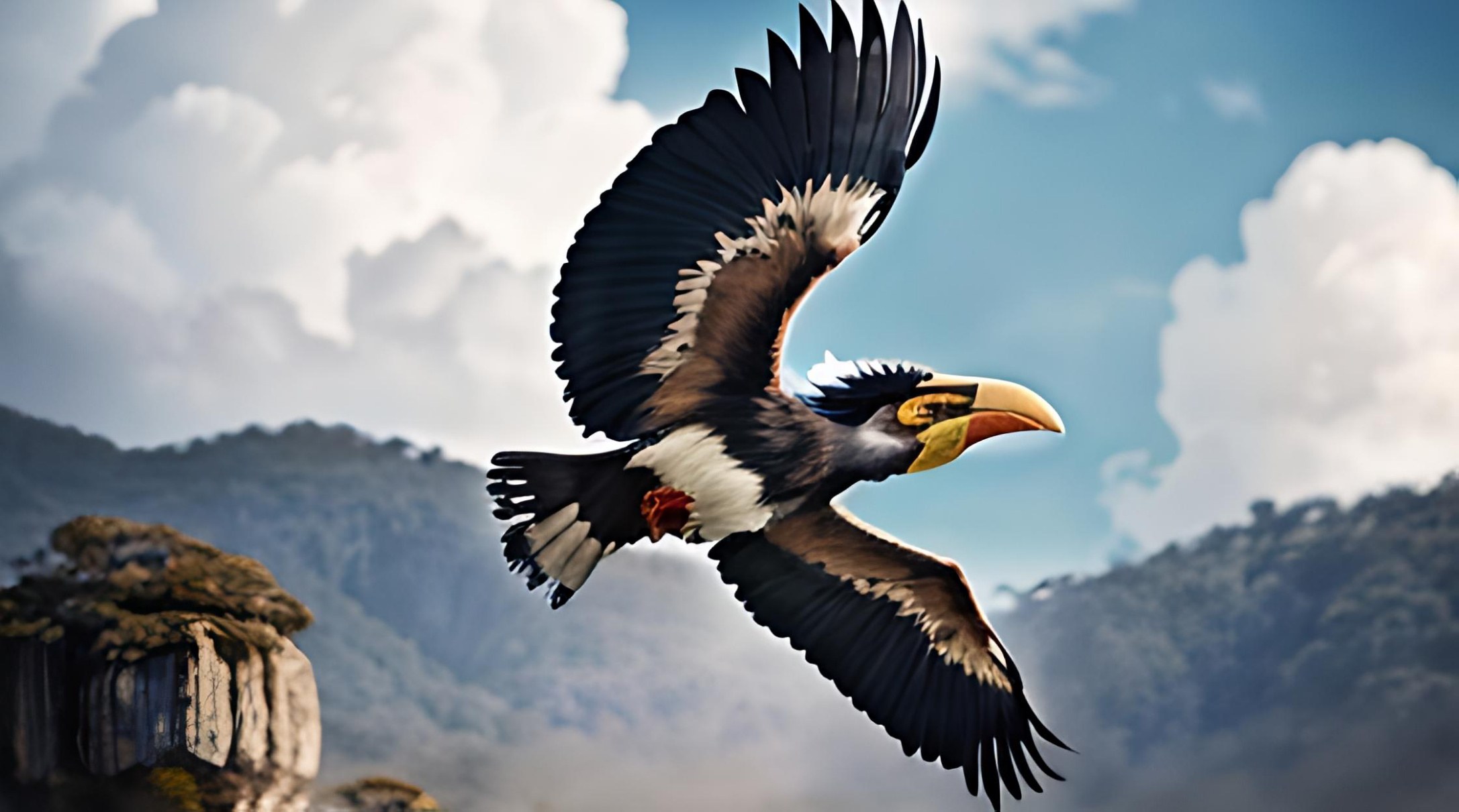 Kusa Kap은 날개 길이가 약 16~22피트인 거대한 새로 날개에서 증기 기관 같은 소리가 납니다. 마이 쿠사 강 주변에 산다. MRU.INK