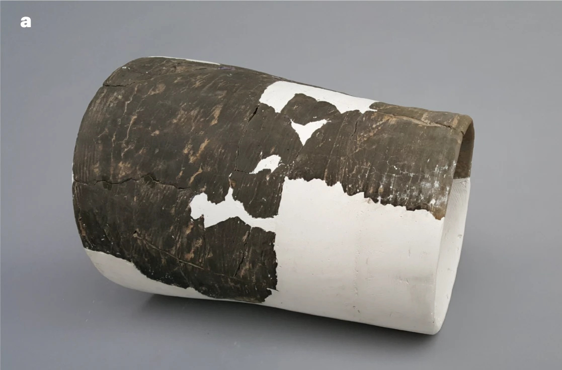 Segmento di tubo dell'acqua in ceramica scavato da Pingliangtai, ora presso l'Istituto provinciale di reperti culturali e archeologia dell'Henan a Huaiyang.