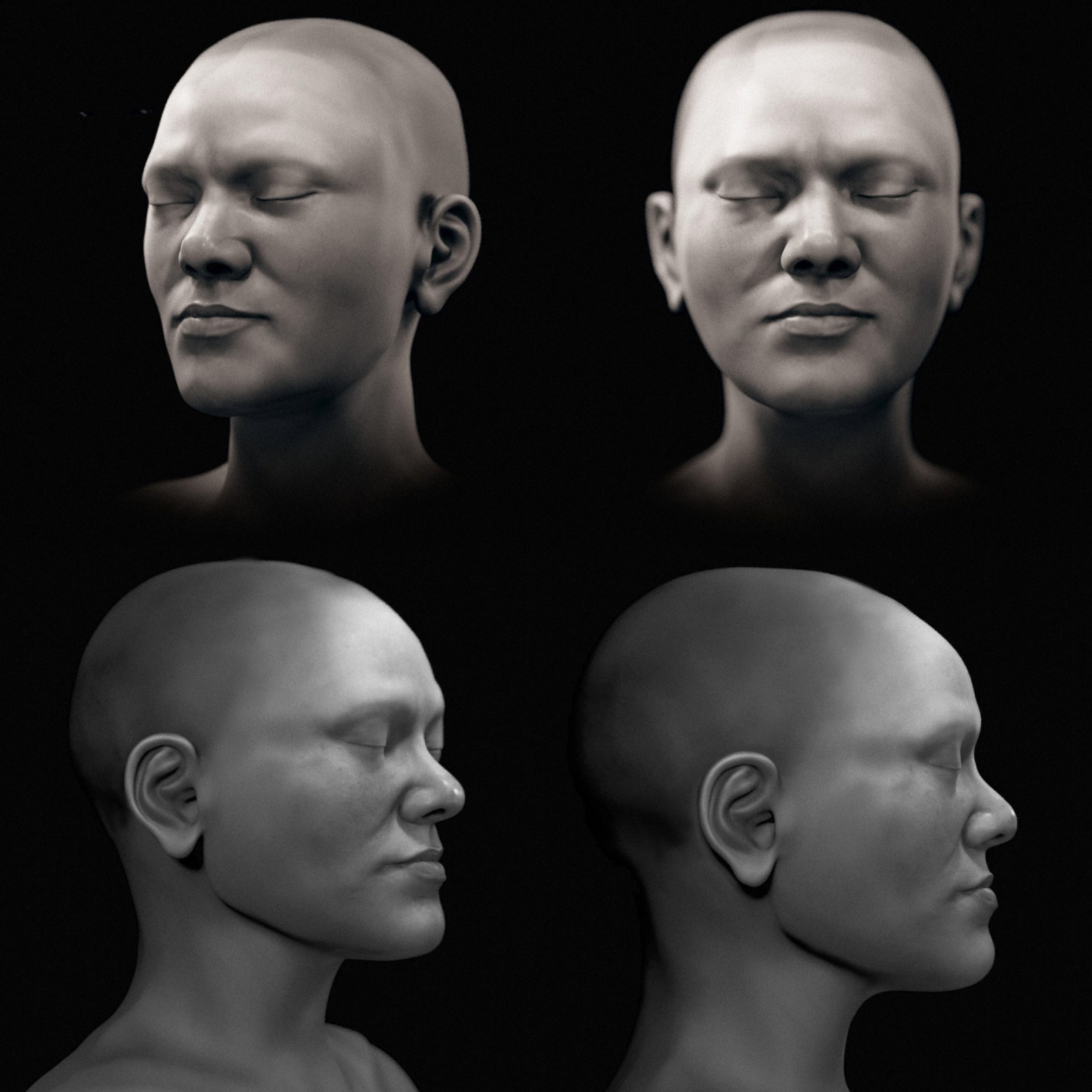 Une version en noir et blanc de l'approximation faciale.