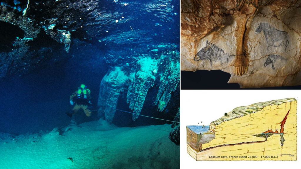 Nádherné podvodní umění z doby kamenné v Cosquer Cave se datuje 27,000 3 let XNUMX