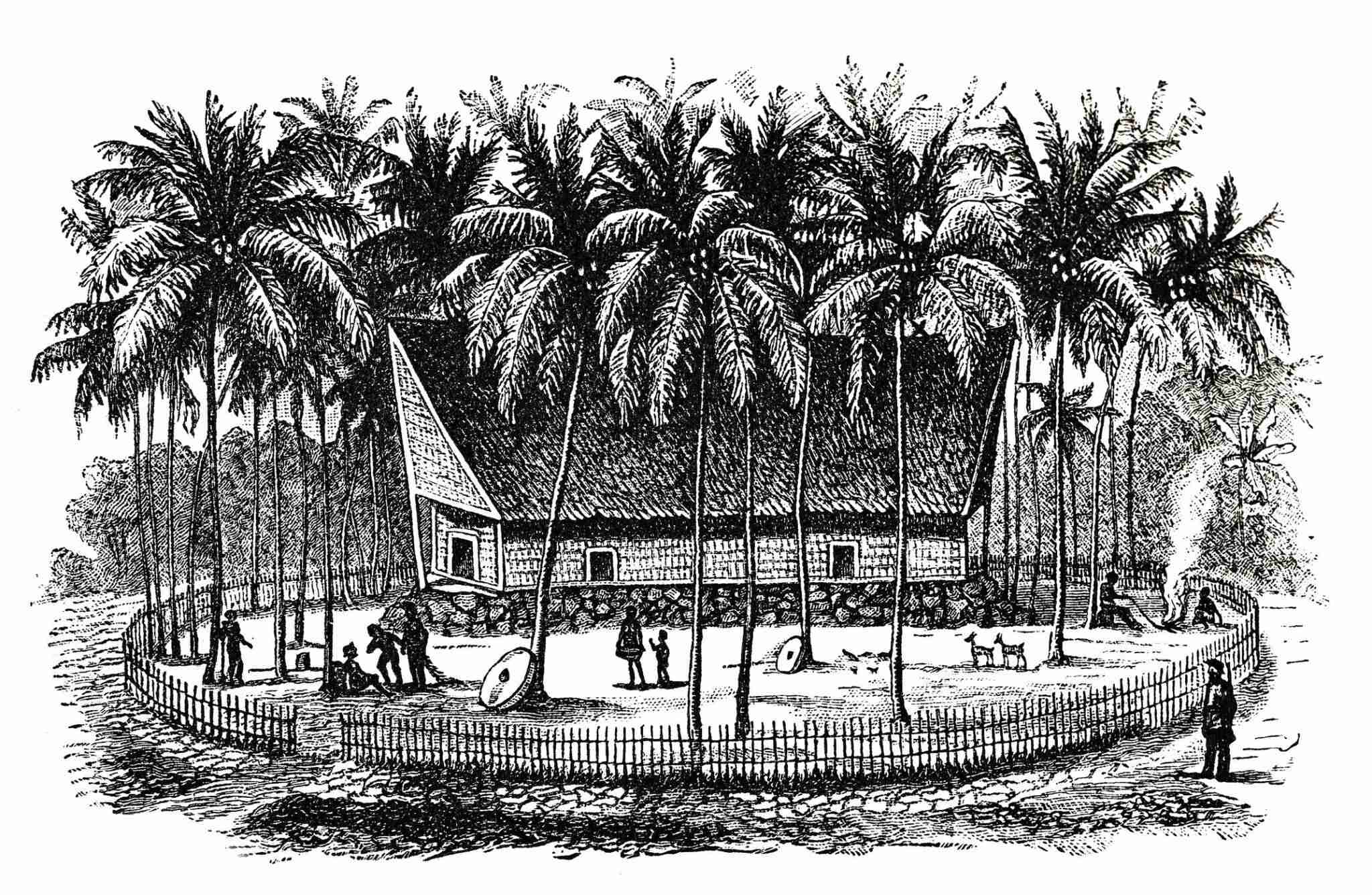 Vietinių gyventojų namai Yap Caroline salose