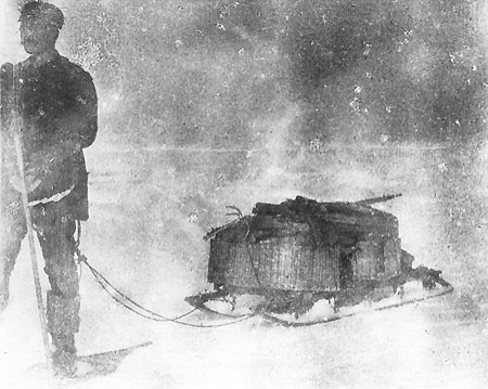 The Arctic balloon disaster: How a doomed expedition vanished into the ice—and returned 33 years later through haunting photographs 11 Strindberg on snowshoes with heavily laden sled